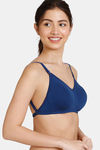 Zivame Beautiful Basics Double Layered Non Wired Full Coverage Backless Bra - Blue Depth — thumbnail 5